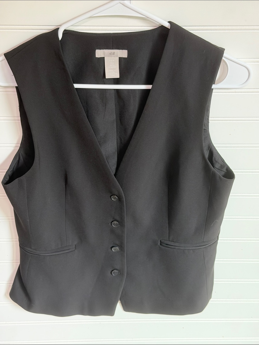 H&M Black Women's Tailored Button Vest
